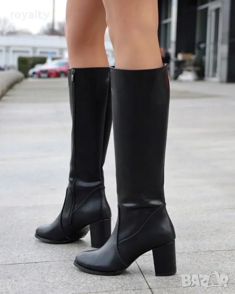 Ботуши на ток - черна кожа , снимка 1