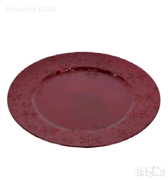 Коледна декоративна чиния, Червен, Ø33см, снимка 1