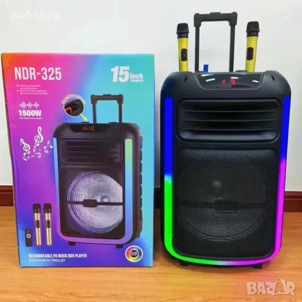 Караоке Bluetooth Тонколона, Безжичен Високоговорител С 2 Микрофона, снимка 1