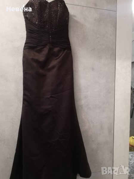 Официална Рокля кафява, дълга тип русалка, размер М, снимка 1