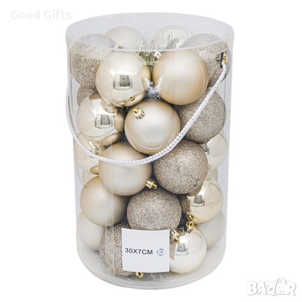 30 броя Комплект Коледни топки, цвят Шампанско , снимка 1
