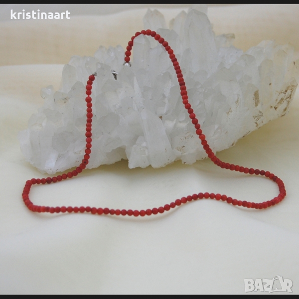 Колие от червен корал ,3-4мм, снимка 1