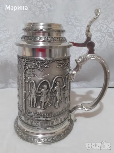 Халба от калай, височина 20см,  Antik*Vintage#46 Запазено, снимка 1