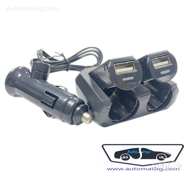 Разклонител за запалка Automat, Двоен разклонител, 2USB, 12-24V, 3.1A, снимка 1