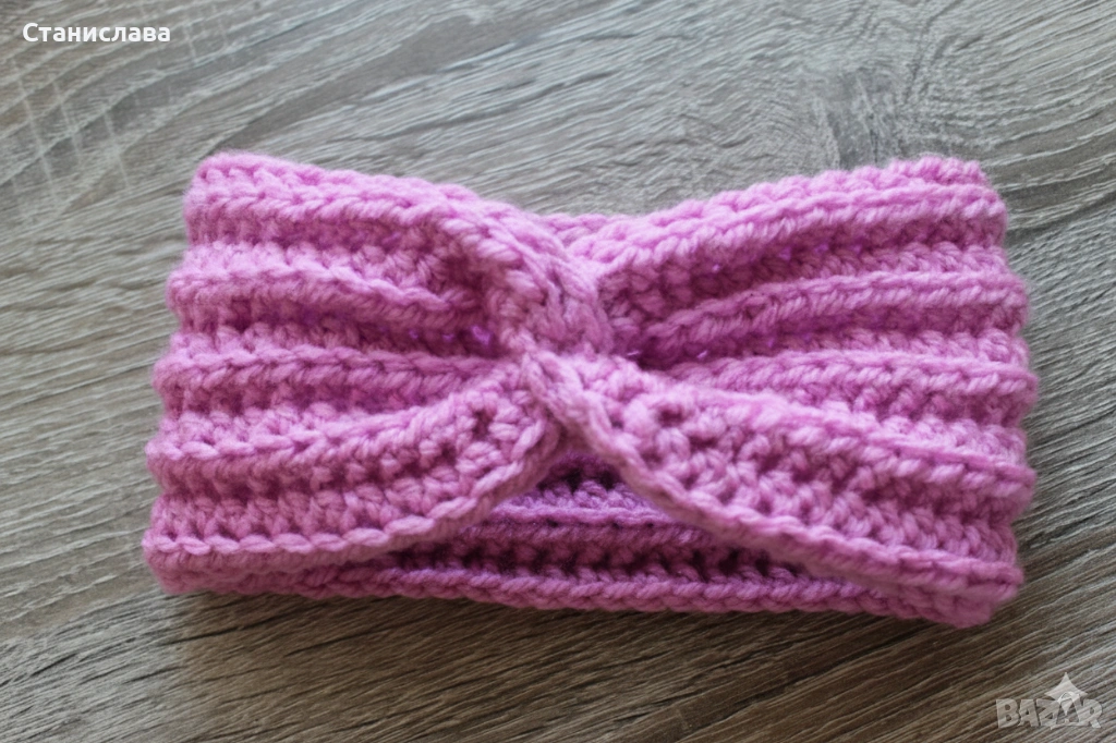 Ръчно плетена зимна лента за глава – мек акрил, снимка 1
