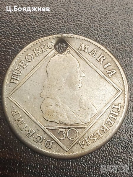 Австрия, Сребърна монета 30 кройцера, 1768 г., Мария Терезия, снимка 1