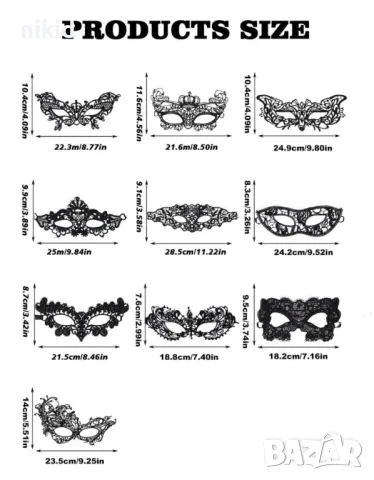 10 модела домино черна маска дантела за лице очи маскарад парти бал, снимка 5 - Други - 47948241