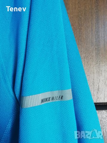 Nike Miler Dri-Fit оригинална тениска фланелка дълъг ръкав синя мъжка размер L блуза, снимка 5 - Тениски - 41896230