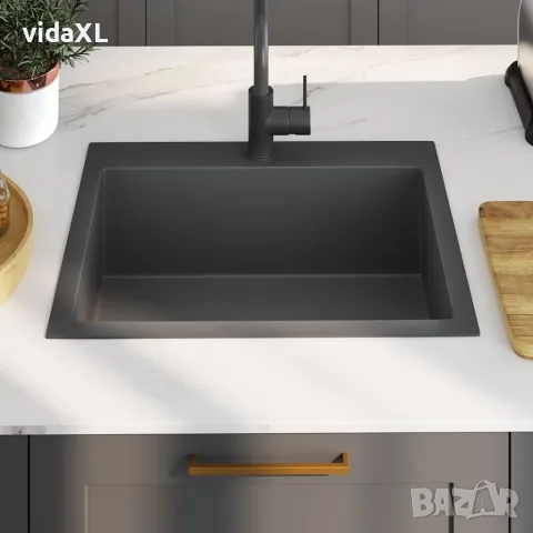 vidaXL Ръчно изработена кухненска мивка, черна, неръждаема стомана, снимка 3 - Мивки - 56147702