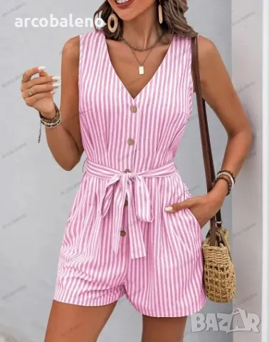 Раиран дамски гащеризон с V-образно деколте, 9цвята , снимка 11 - Гащеризони - 48853240