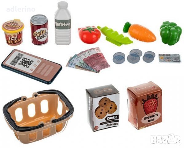 Забавна детска игра Магазинерска каса, с аксесоари, много части, снимка 4 - Други - 34316049