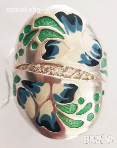 Уникални авторски сребърен пръстен размер 18.5 Самина, снимка 2 - Пръстени - 53845576