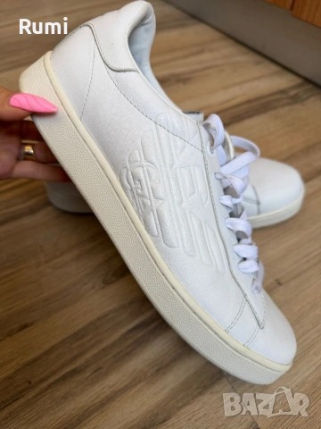 Мъжки оригинални кожени бели кецове EA7 ! 44 н, снимка 2 - Ежедневни обувки - 52188287