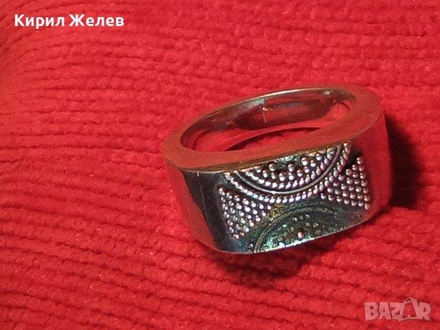 СТАР СРЕБЪРЕН АРТ ДЕКО ПРЪСТЕН ОКСИДИРАНО СРЕБРО 925 РЯДКА РЪЧНА МАЙСТОРСКА УНИКАЛНА ИЗРАБОТКА 25995, снимка 2 - Пръстени - 35975675