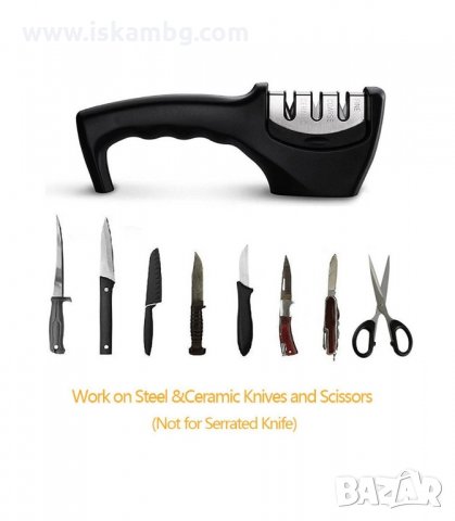 КОМБИНИРАНО ТРОЙНО ТОЧИЛО ЗА НОЖОВЕ - код 3-в-1, снимка 4 - Аксесоари за кухня - 33981375