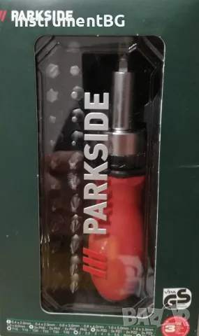 Комплект отвертка с тресчотъчен механизъм и битове Parkside - 38 части