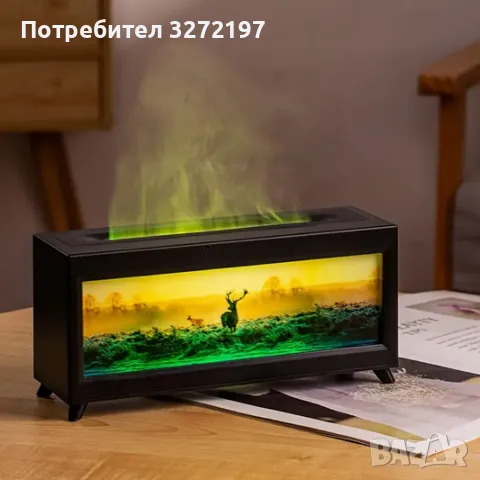 2025 3в1 Лампа,Ароматизатор и Овлажнител-Картина Елен,дист.управление