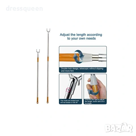 4828 Разтегателен метален прът за закачалки, 96-160 см, сребрист, снимка 3 - Други стоки за дома - 53733127