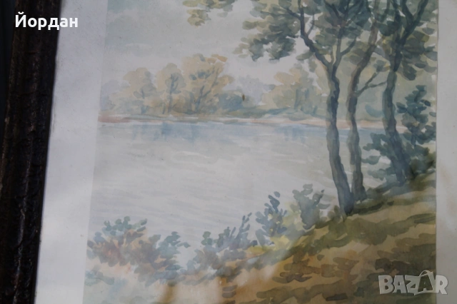 Стара картина акварел Петров, снимка 8 - Картини - 53710971