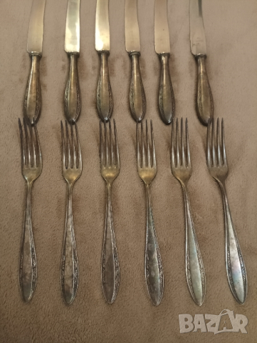 Стари прибори за хранене, посребрени. , снимка 2 - Антикварни и старинни предмети - 44509695