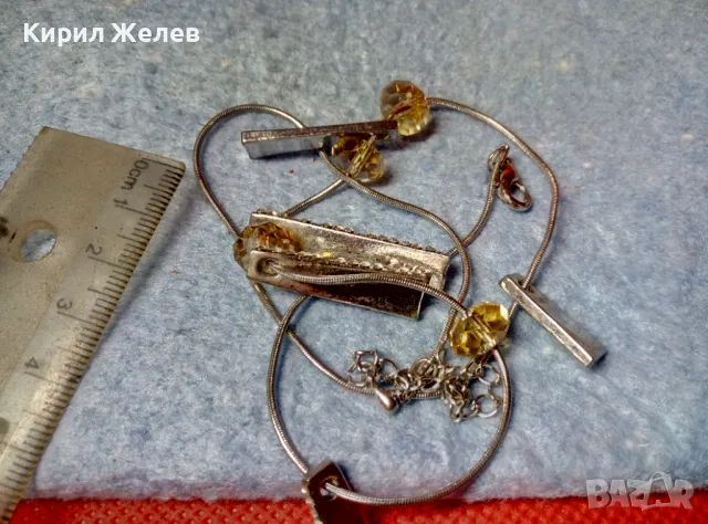 СТИЛНО ПОСРЕБРЕНО АРТ КОЛИЕ ОГЪРЛИЦА с ФАСЕТИРАНИ КРИСТАЛИ 18136, снимка 7 - Колиета, медальони, синджири - 47316694