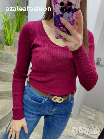 Дамски пуловер цвят бордо, снимка 3 - Блузи с дълъг ръкав и пуловери - 53082590