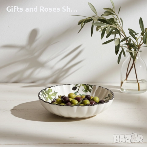 Изящни купички и плата с декор маслини от керамика, снимка 7 - Други - 52965820