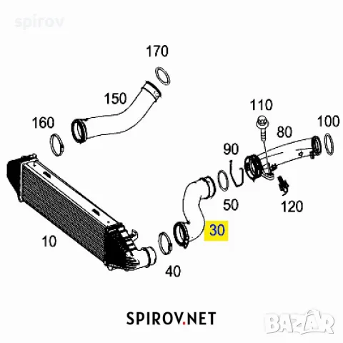 Маркуч турбо интеркулер Mercedes W204 A2045280982, снимка 2 - Части - 55715885