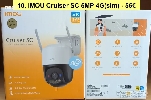 12 вида Wi-Fi IP камери IMOU Bullet 3 2C, Cruiser 2 2C Dual SC 4G, Cell PT Lite, AOV PT 4G sim и NVR, снимка 9 - IP камери - 55011668