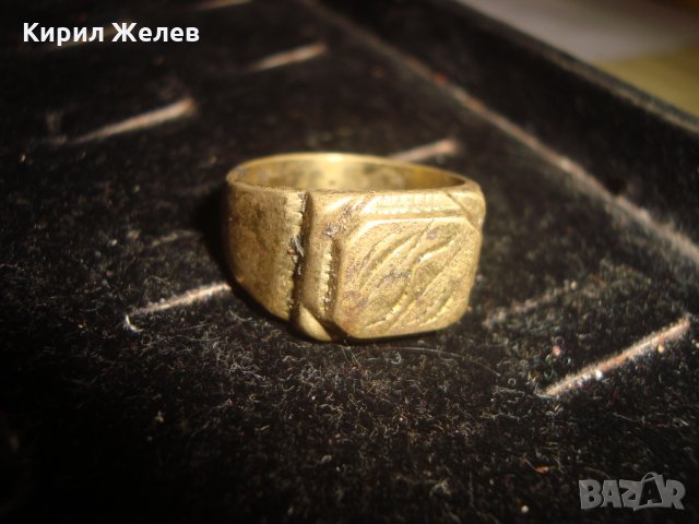 СТАР ПОЗЛАТЕН БРОНЗОВ ПРЪСТЕН ДУБЛЕ РЪЧНА МАЙСТОРСКА ИЗРАБОТКА МАСИВЕН 21869, снимка 5 - Пръстени - 33789972