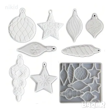 Коледни играчки висулки украса за елха играчка висулка силиконов молд форма фондан гипс смола шокола