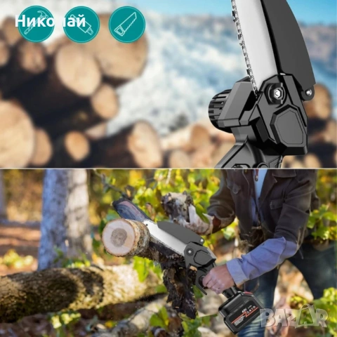 Акумулаторен мини верижен трион 6", Комплект с 2 батерии 6000mAh и куфар, снимка 5 - Други инструменти - 53310924