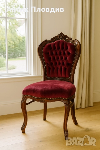 Декоративен стол в Луи XV стил с тапицерия от кадифе – нова изработка