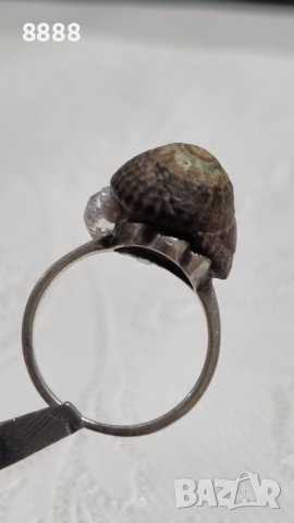 Сребърен пръстен с охлюв , снимка 4 - Пръстени - 44406424