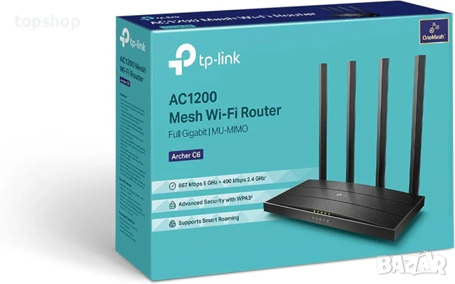 Чисто нов запечатан с целофан TP-Link Archer C6 AC1200 Гигабитов Wi-Fi рутер  , снимка 5 - Рутери - 53862770