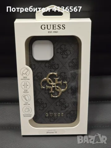 Защитен калъф Guess с метално лого PU, за iPhone14, черен