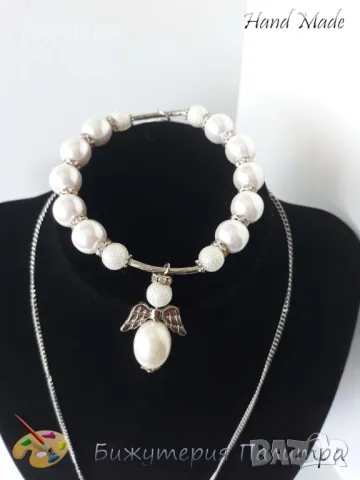 Ангелски комплект-колие + гривна, снимка 2 - Бижутерийни комплекти - 49715188