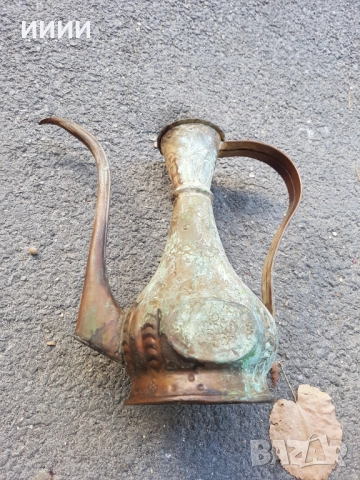 Бакърен ибрик, снимка 2 - Антикварни и старинни предмети - 52281142