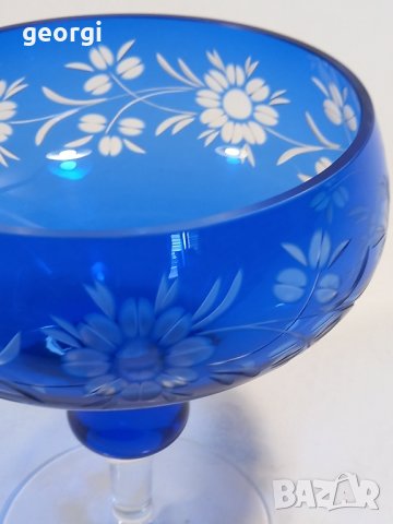 кристална бонбониера син фасетиран кристал , снимка 6 - Антикварни и старинни предмети - 42672485