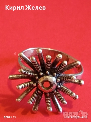 Красив сребърен фешън АРТ пръстен във формата на слънце ☀️ ретро стил 52306, снимка 8 - Пръстени - 52847619