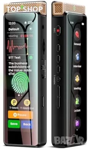 Нов 72GB дигитален аудио рекордер с Bluetooth и STT транскрипция, снимка 3 - Слушалки и портативни колонки - 49227071