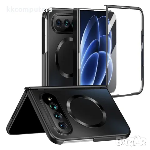 Xiaomi 18 Fold Магнитен Калъф, Електролитно Покритие, Твърдо Стъкло – Черен и Червен