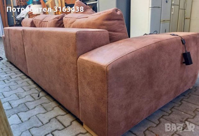 Кафяв ъглов диван с електрически функции, снимка 2 - Дивани и мека мебел - 36002991