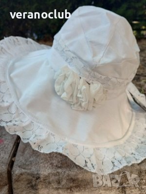 Капела Бяла Лукс Елеганца Памучен плат, снимка 8 - Шапки - 39920012