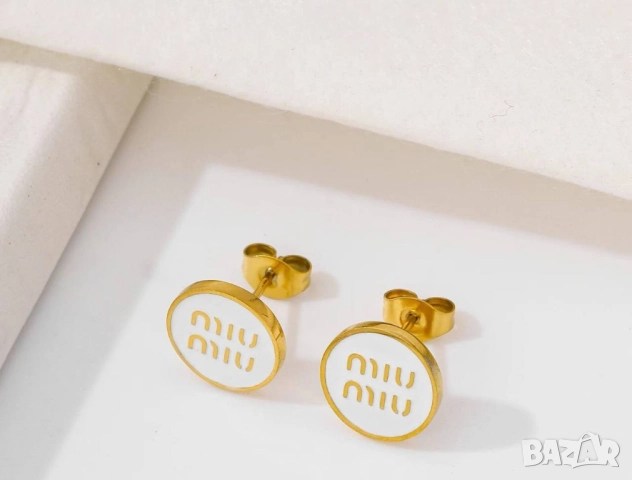 обеци от висококачествена медицинска стомана miu miu, снимка 15 - Обеци - 52093064