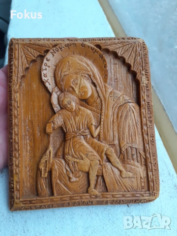 Стара восъчна икона за стена религия богородица, снимка 2 - Антикварни и старинни предмети - 53430877