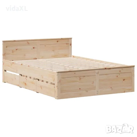 vidaXL Рамка за легло без матрак с табла 140x190 см борово дърво масив, снимка 3 - Спални и легла - 56147023