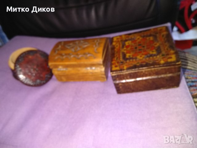 Малки дървени кутии от соца 3 броя за бижута и други, снимка 8 - Декорация за дома - 41781907