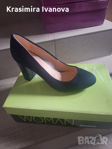 обувки син велур Мегияс , снимка 4 - Дамски обувки на ток - 52806336