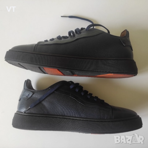 TEODOR - тъмно сини кецове с десенирана кожа и лого , снимка 8 - Спортно елегантни обувки - 52188860